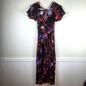 Women's REISS Floral Black Maxi Dress Size 02/XS